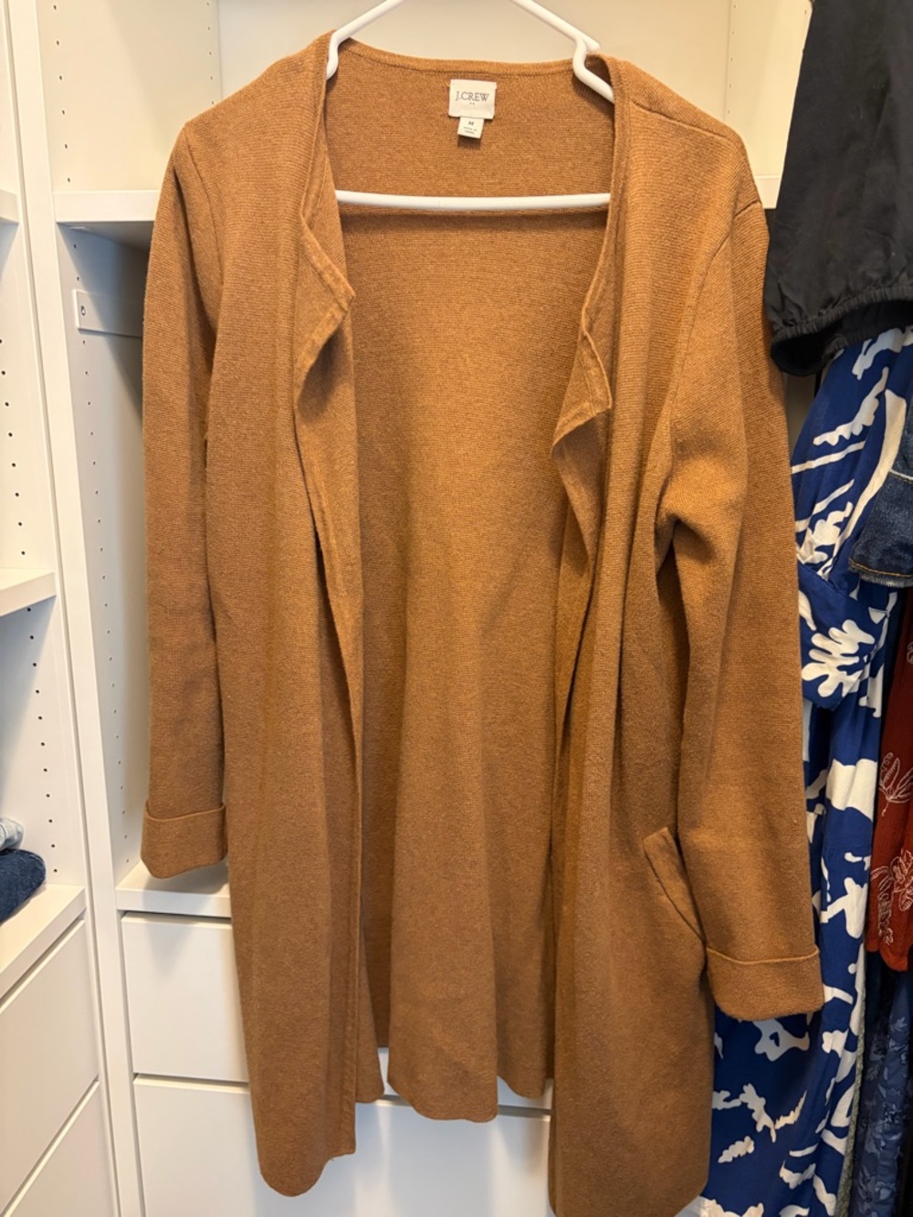 J. Crew Camel Open-Front Long Cardigan